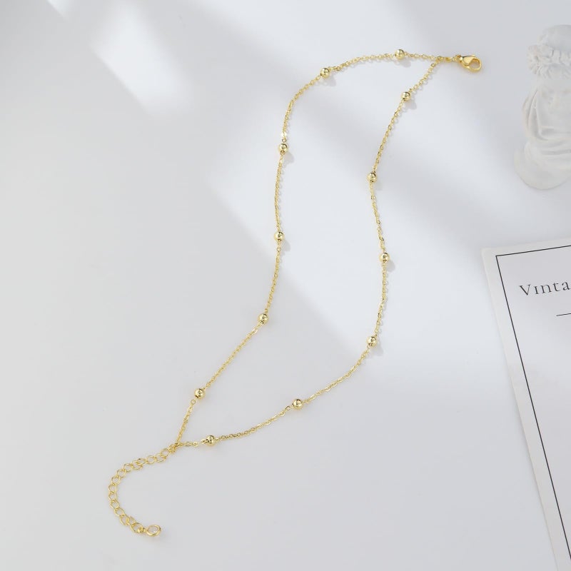 Kyerlyn Dainty Anklets for Women 18k Gold Plated Beaded Chain Ankle Bracelets for Women Waterproof Adjustable Chain Gold Anklet Simple Fashion Summer Beach Gift - Image 5
